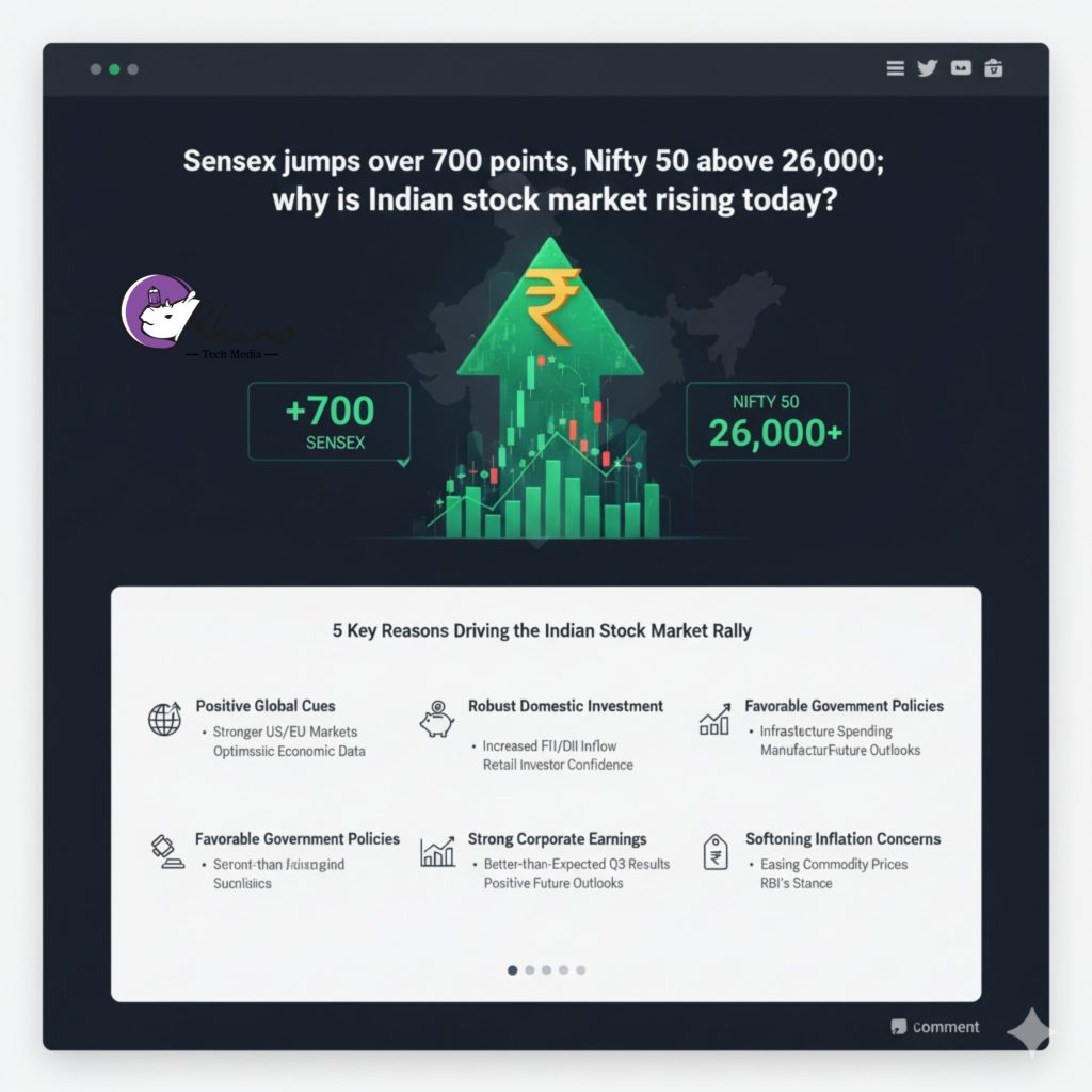 Sensex jumps over 700 points, Nifty 50 above 26,000; why is Indian stock market rising today? 5 key reasons Picsart 25 10 25 12 25 00 160